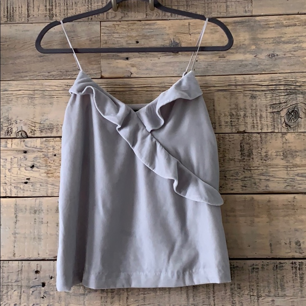 Jcrew Crushed Ruffle Velvet Tank Grey - Picture 2 of 5